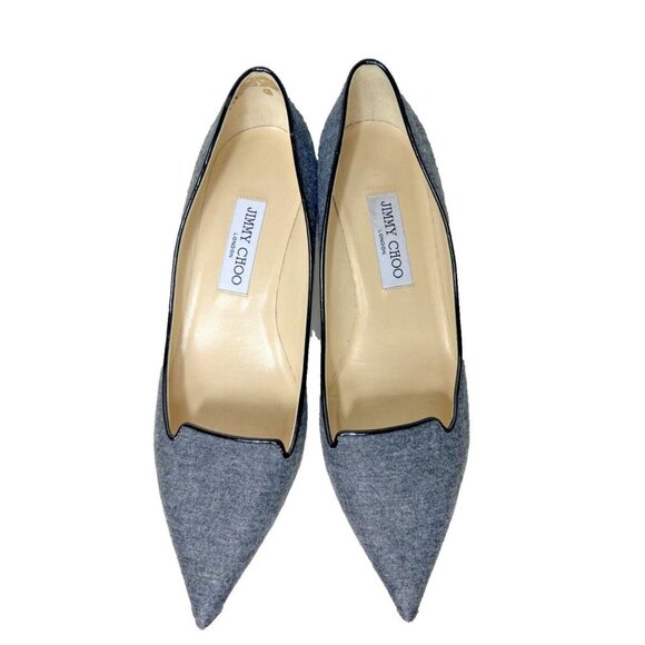 Jimmy Choo Women’s Gray Flannel Kitten Heel Shoes Size 39 1/2/9.5 US - Picture 2 of 13